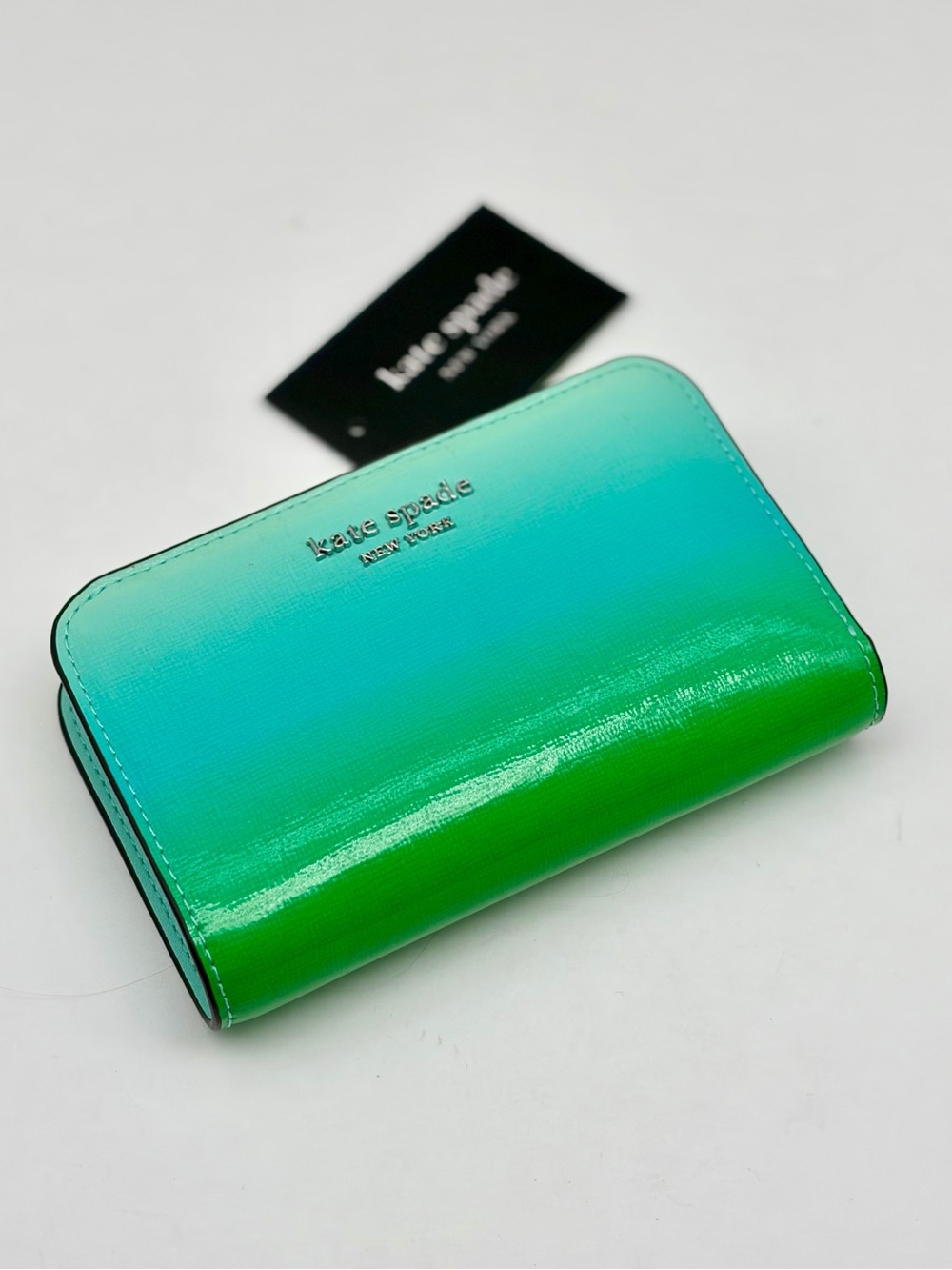 Kate Spade Morgan Ombré Compact Wallet in Mint Liqueur Multi NWT - Picture 11 of 13